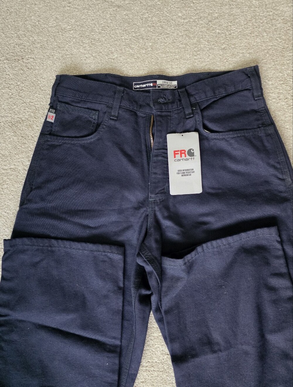 Carhartt FR Loose Fit Work Dungaree Pants Men's 32x30 Navy Flame Resistant New